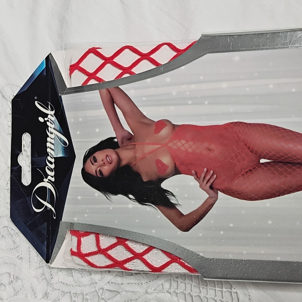 📦 Dreamgirl Red Fishnet Bodystocking NWT